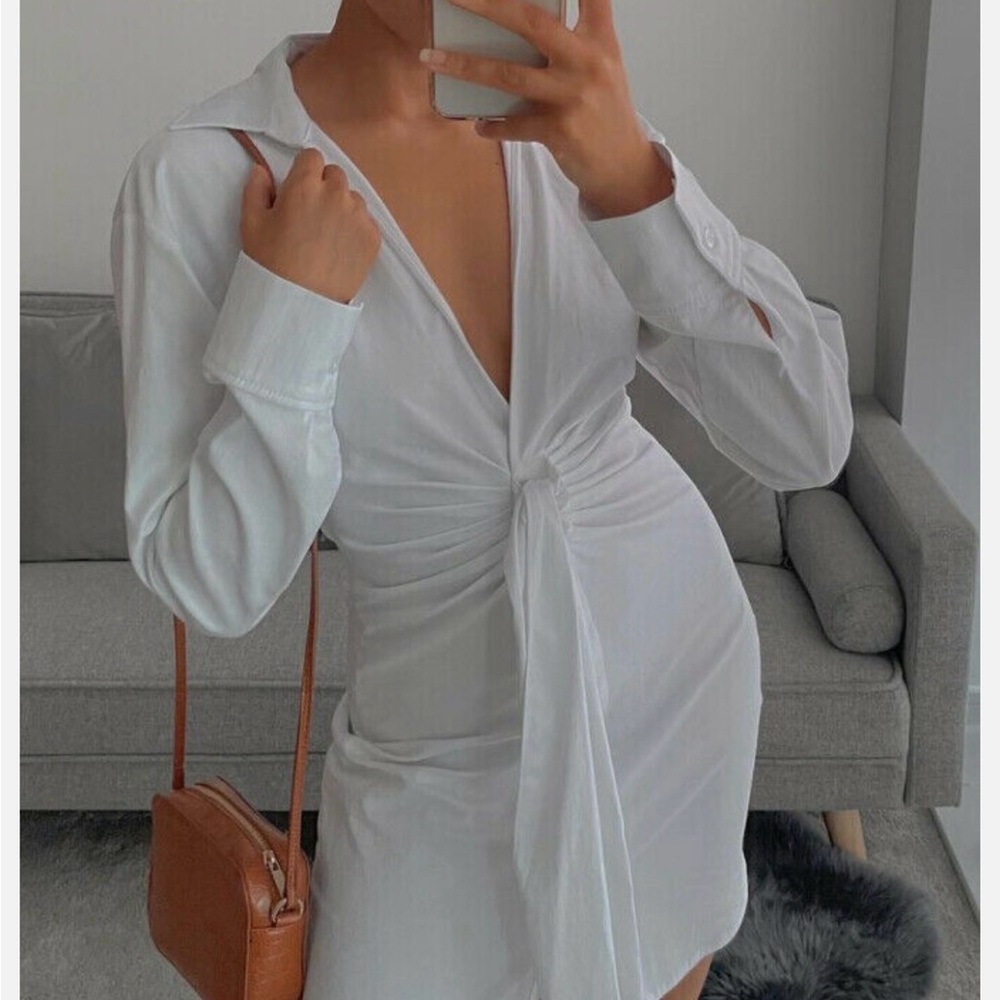 Zara White Collared Mini Dress